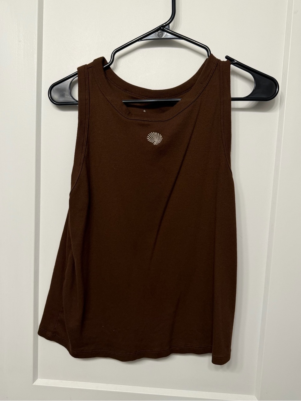a new day Brown Tank with Seashell Embroidery